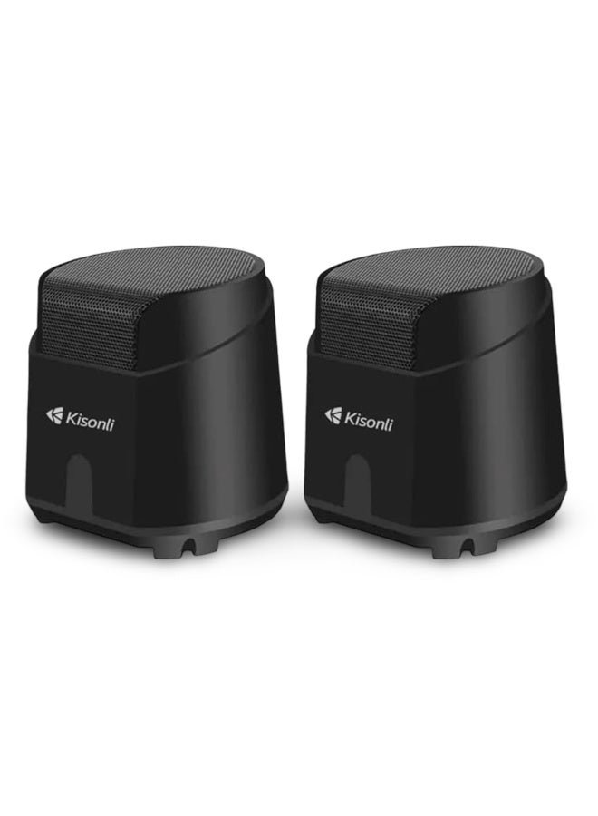 كيسونلي نظام مكبرات صوت صغيرة متعددة الوسائط Kisonli K-500 مع مضخم صوت USB 2.0 - مكبر صوت كمبيوتر 2.1 قناة مع صوت جهير عميق، مدخل صوت 3.5 ملم، نظام صوت مكتبي صغير يعمل بمنفذ USB - أسود - Image 1